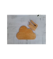 Güvenli Ve Dayanıklı Ahşap Çocuk Bıçağı Ve Bulut Desenli Kesme Tahtası / 2'li Set