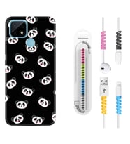 Realme C11 C21 C21Y C25Y C11 2021 Kılıf Kablo Koruma Spiral Silikon Panda Suratları 1773