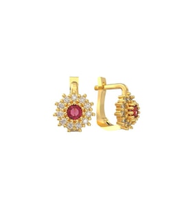 925 Ayar Gümüş Yakut Taşlı Gold Yuvarlak Çocuk Küpesi