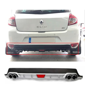 Renault Clio MK3 Gri Difüzör Difizör Yuvarlak Egzoz Görünüm Kulaklı Tip 2006-2012