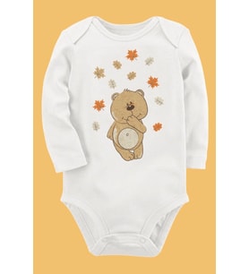 Organik Baskılı Pamuklu Unisex Bebek Body UZUNKOLE9