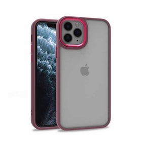 Uyumlu Model Apple iPhone 11 Pro Kılıf Kamera Nikelaj Kenar Renkli Kapak (Kırmızı)