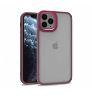 Uyumlu Model Apple iPhone 11 Pro Kılıf Kamera Nikelaj Kenar Renkli Kapak (Kırmızı)