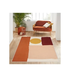 Rovigo Home Dijital Baskı Yıkanabilir Kaymaz Taban Salon Halısı RVG0586 (Turuncu)