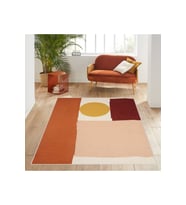 Rovigo Home Dijital Baskı Yıkanabilir Kaymaz Taban Salon Halısı RVG0586 (Turuncu)