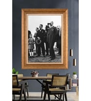 Altın Varaklı Çerçeveli Paspartulu Atatürk Tablo nh459 (Gold)