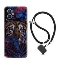 Tecno Spark 9 Pro Kılıf Resimli Boyun Askılı İpli Desenli Silikon Flowers Tiger 1319