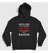 Presmono Unisex Beyaz Bad Girls Vikings Kapüşonlu Sweatshirt 221612tt (Siyah)