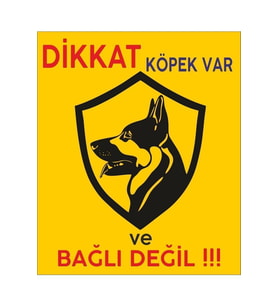 Dikkat Köpek Var Levhası A4 (21 CM X 29.7 CM) Pvc (Çok Renkli)