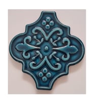 Armada Çini 12x12 Ottoman Çiçekli Arabesk Petrol Mavisi Çini