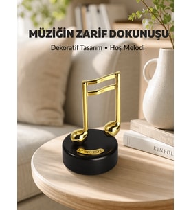 Altın Nota Figürlü Dönen Müzik Kutusu Dekoratif Music Box Yeni Nesil