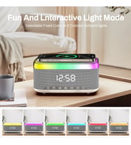 RGB 13 Mod Led Işıklı Masa Üstü Bluetooth Speaker Masa Saati Alarmlı 15W Kablosuz Şarj Standlı