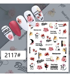 Adanil Pembe Çiçek Yazılı Şekilli Sticker J0-2117