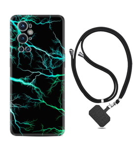 Tecno Spark 9 Pro Kılıf Silikon Boyun Askılı İpli Desenli Silikon Green Thunder 1693