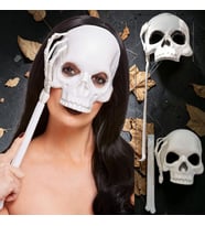 YÜKSEK KALİTE TUTMALI BEYAZ KURU KAFA MASKESİ 44X17 CM CADILAR BAYRAMI KORKU MASKESİ HALLOWEEN MASK