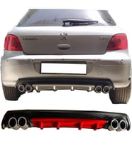 Peugeot 307 Kırmızı Difüzör Çiftli Yuvarlak Egzoz Görünümlü D Tip Difizör