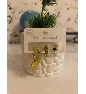 3 LÜ YILDIZ ÇELİK GOLD KÜPE