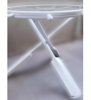 Orta sehpa 12455 Dümen Model Kayın Çapraz X Ayak Parlak Beyaz Lake Boya El Yapım