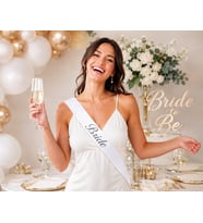 Bride Yazılı Beyaz Gümüş Yaldızlı Gelin Kuşağı Bekarlığa Veda Parti Süsü