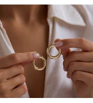 14K Altın Halka Küpe 4 mm 2.5 cm