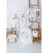 Pia Baby Premium Yenidoğan Kız Bebek Hediyesi 10 Parça İsme Özel Set 5049-01 (Krem)