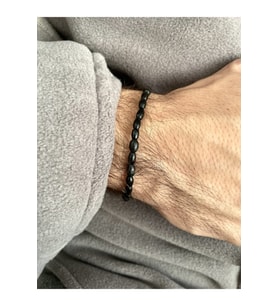 Çok Şık Unisex Gece Siyahı Oval Ahşap Bileklik
