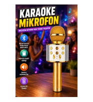 Taşınabilir Bluetooth Karaoke Mikrofon Hafıza Kartlı Kablosuz Hoparlör