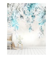 Dreamwall Sarkık Yapraklı Dal Desenli Yırtılmaz Sağlıklı Tekstil Duvar Kağıdı (Çok Renkli)