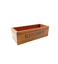 Mutfak Organizeri KITCHEN yazılı 29cm x 11cm Genişlik 9cm Yükseklik Dekoratif Kutu (Kahverengi)