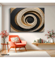 Yatay Kanvas Tablo Spiral Geometrik Soyut Tablo Ev Ofis Duvar Dekoru