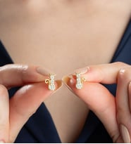 925 Ayar Gümüş Gold Çivili Kedi Küpe