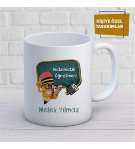 Kişiye Özel İsim Yazılabilir Matematik Öğretmeni Kupa Bardak