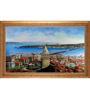 Çerçeveli Paspartulu Manzara Tablo bm0760 (Gold)