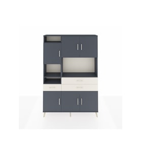 Arges Dolap 9 Raflı 3 Çekmeceli 6 Kapaklı 132x30x195 Antrasit-Antrasit/Aytaşı