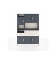 Arges Dolap 9 Raflı 3 Çekmeceli 6 Kapaklı 132x30x195 Antrasit-Antrasit/Aytaşı