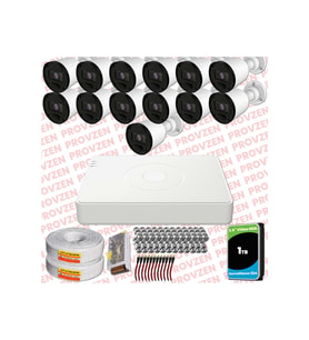 Provzen RV Hikvision 13 Kameralı Full HD 20mt Gece Görüşlü Güvenlik Kamerası Olay Anında bildirim