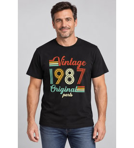 Vintage Original Parts Kişiye Özel Yıl Baskılı Siyah Tişört