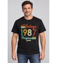 Vintage Original Parts Kişiye Özel Yıl Baskılı Siyah Tişört