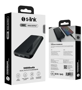 S-link IP-G11N 10000mAh Micro+Usb+ Type-C Giriş+Çıkış Siyah Taşınabilir Pil Şarj Cihazı Powerbank