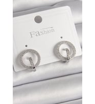 Pirinç Gümüş Renk Zirkon Taşlı Halka Model Kadın Küpe 5886