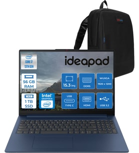Lenovo Ideapad Slim 3 15IRH10 Intel Core I7 13620H 56GB 1tb SSD Freedos 15.3" Wuxga (1920X1200) IPS 300NITS Taşınabilir Bilgisayar 83K10060TRF14 + Zetta Çanta