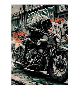Motorcu İskelet  Mdf poster