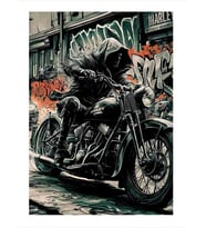 Motorcu İskelet  Mdf poster
