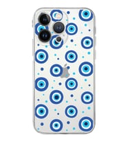 PrintiFy iPhone 13 Pro ile Uyumlu Nazar Boncuğu 1 Baskılı Kamera Korumalı Şeffaf Silikon Kılıf