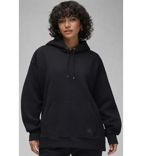 Nike Jordan Flight Fleece Oversize Pullover Hoodie Kadın Oversize Kapüşonlu Sweatshirt Siyah