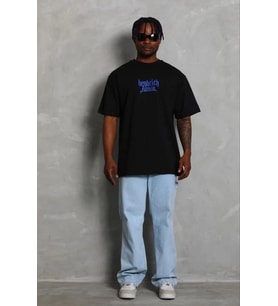 Erkek Baskılı T-Shirt Kısa Kol Bisiklet Yaka Regular Fit Tişört - Siyah