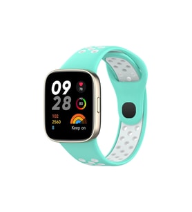 Redmi Watch 3 Spor Delikli Kordon - Turkuaz-Beyaz