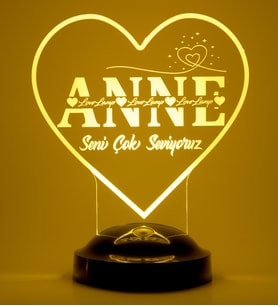 Love Lamp Anne Kalp Kişiye Özel Anneler Günü Konsept Hediye 3 Boyutlu Led Lamba
