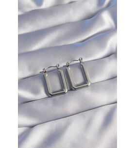 316L Çelik Gümüş Renk Dikdörtgen Model Küpe - TJ-BKP9038