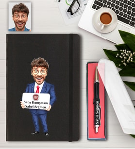 Kişiye Özel Fiat Satış Danışmanı Karikatürlü Defter ve Kalem